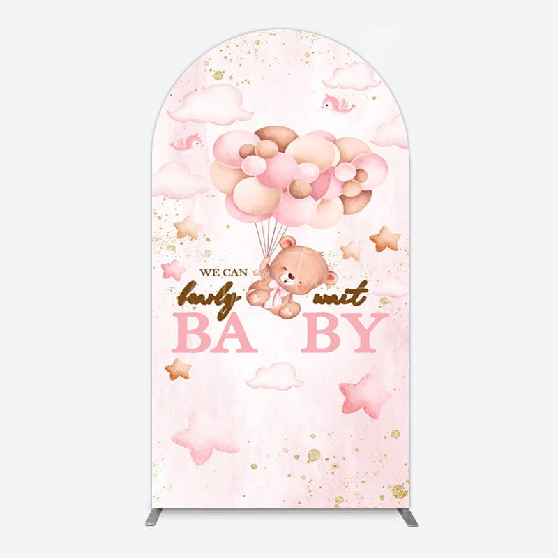 Aperturee - Aperturee Fairy Tale Pink Bearly Wait Baby Shower Arch Backdrop