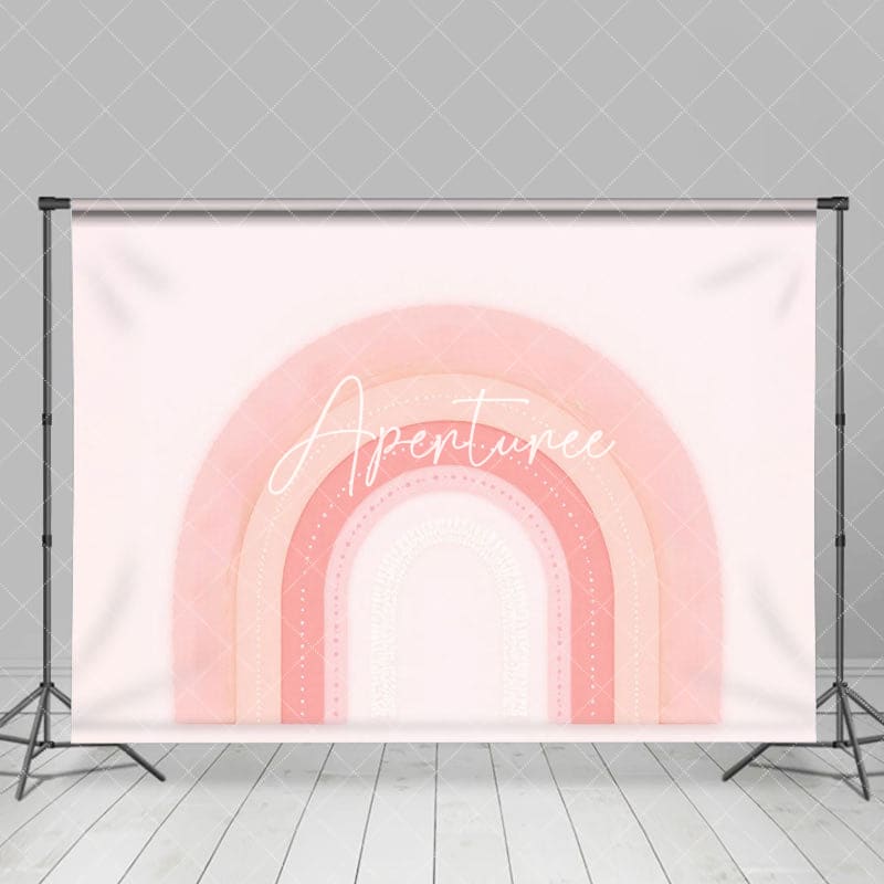 Aperturee - Aperturee Fairy Tale Pink Boho Rainbow Cake Smash Backdrop