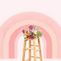 Aperturee - Aperturee Fairy Tale Pink Boho Rainbow Cake Smash Backdrop