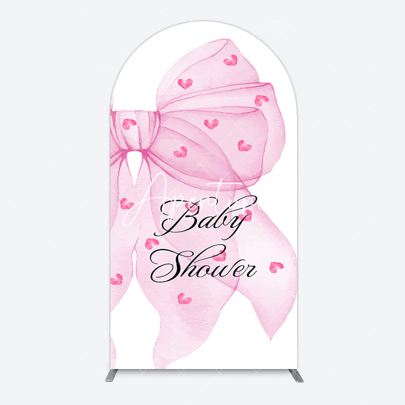 Aperturee - Aperturee Fairy Tale Pink Bow Tie Baby Shower Arch Backdrop