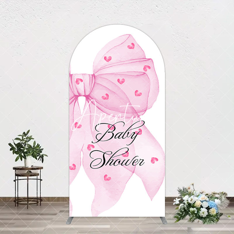 Aperturee - Aperturee Fairy Tale Pink Bow Tie Baby Shower Arch Backdrop