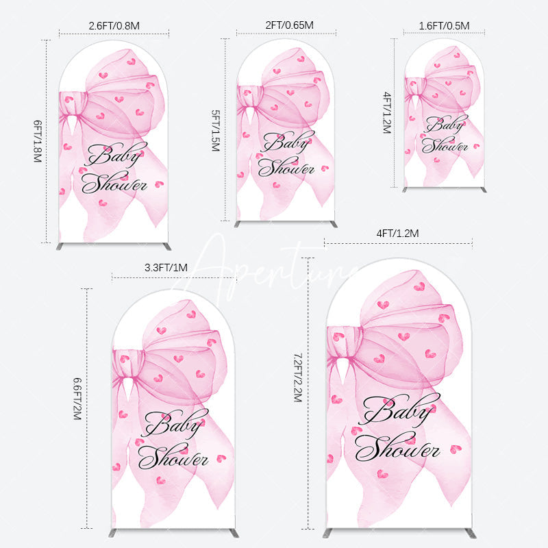 Aperturee - Aperturee Fairy Tale Pink Bow Tie Baby Shower Arch Backdrop