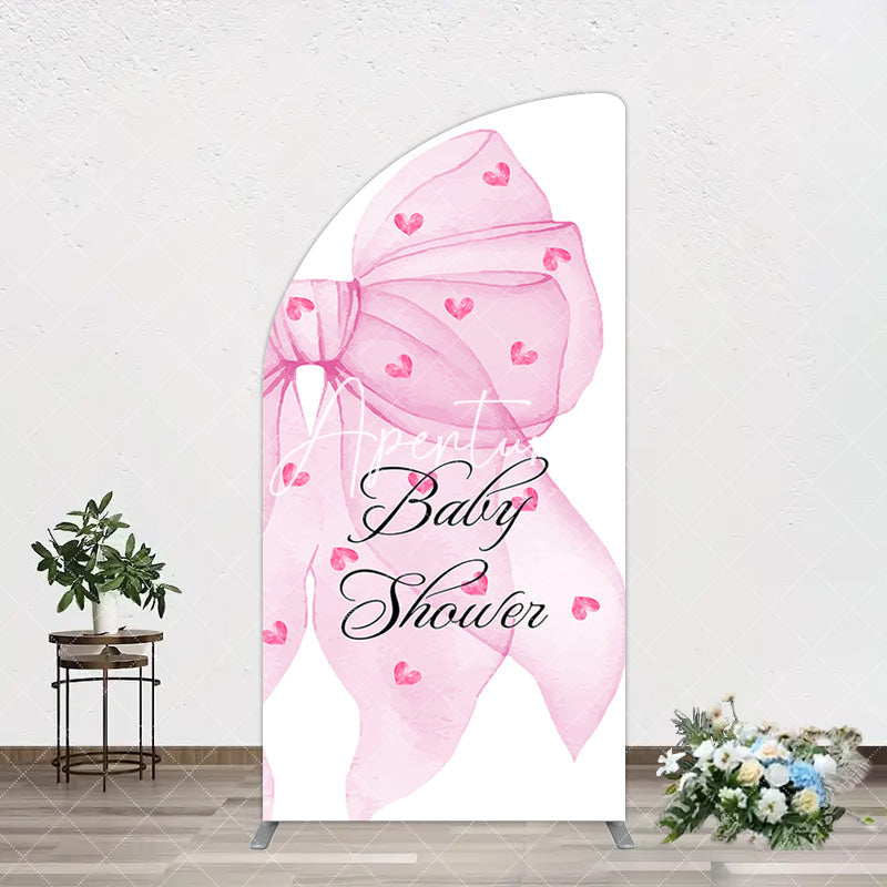 Aperturee - Aperturee Fairy Tale Pink Bow Tie Baby Shower Arch Backdrop