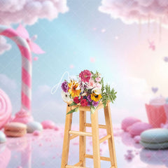 Aperturee - Aperturee Fairy Tale Pink Candyland Cloud Cake Smash Backdrop