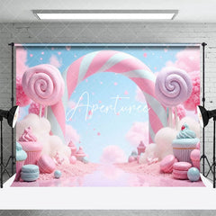 Aperturee - Aperturee Fairy Tale Pink Candyland Hearts Cake Smash Backdrop