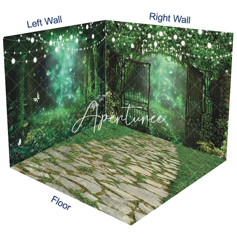 Aperturee - Aperturee Fairy Tale Spring Forest Light Room Set Backdrop