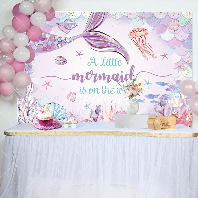 Aperturee - Aperturee Fairy Tale Undersea Mermaid Baby Shower Backdrop