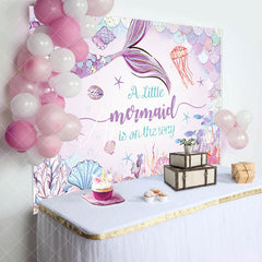 Aperturee - Aperturee Fairy Tale Undersea Mermaid Baby Shower Backdrop