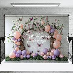 Aperturee - Aperturee Fairy Tree Balloon Butterfly Cake Smash Backdrop