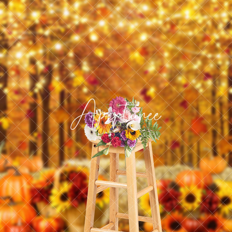 Aperturee - Aperturee Fall Lights Road Haystack Sunflower Autumn Backdrop