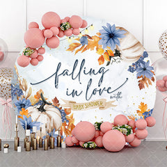 Aperturee - Aperturee Falling In Love Autumn Round Baby Shower Backdrop