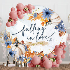 Aperturee - Aperturee Falling In Love Autumn Round Baby Shower Backdrop