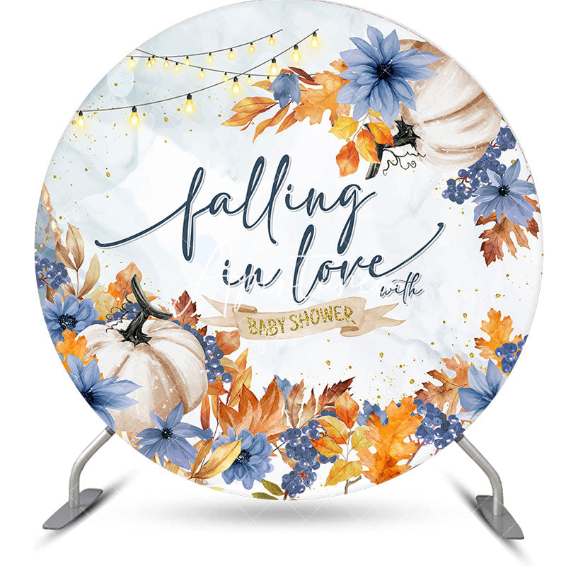 Aperturee - Aperturee Falling In Love Autumn Round Baby Shower Backdrop