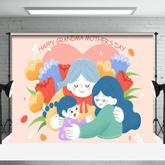 Aperturee - Aperturee Family Floral Happy Grandma Mothers Day Backdrop