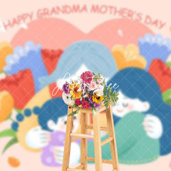 Aperturee - Aperturee Family Floral Happy Grandma Mothers Day Backdrop