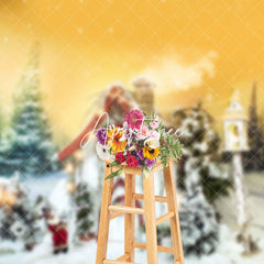 Aperturee - Aperturee Fantasy Forest Fairy Santa Cabin Christmas Backdrop