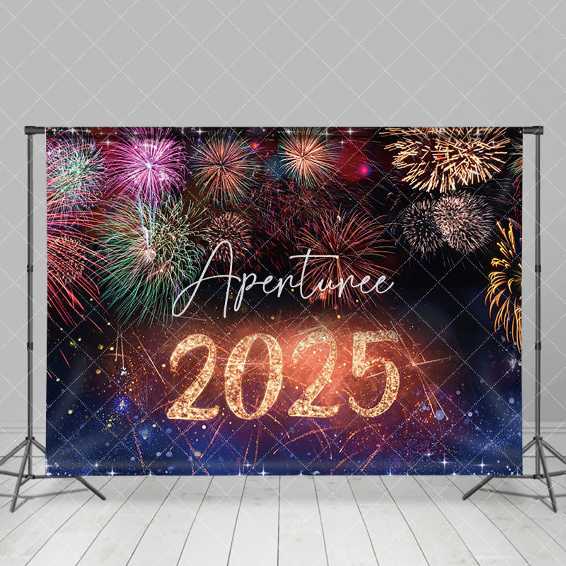 Aperturee - Aperturee Fantasy Sparks Night Sky Happy New Year Backdrop