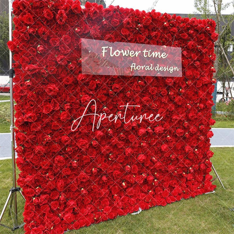 Aperturee - Aperturee Fashion Artificial Red Flower Wall Decor For Wedding