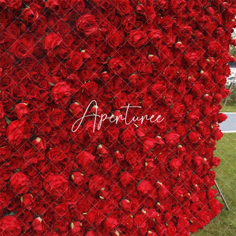 Aperturee - Aperturee Fashion Artificial Red Flower Wall Decor For Wedding