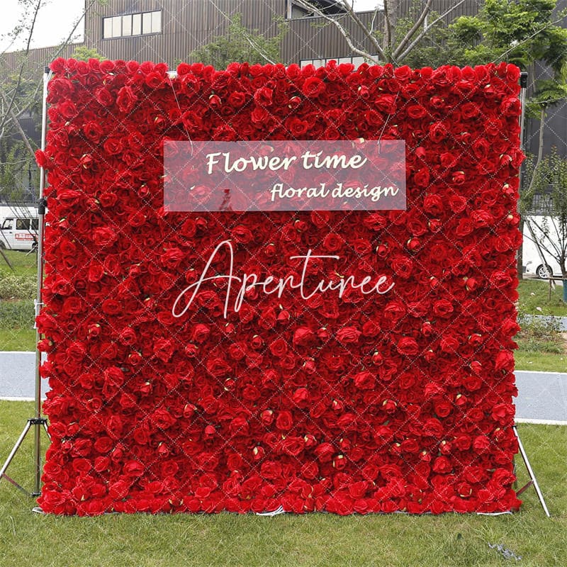 Aperturee - Aperturee Fashion Artificial Red Flower Wall Decor For Wedding