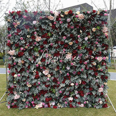 Aperturee - Aperturee Faux Flower Leaf Wall Wedding Party Backdrop Decor