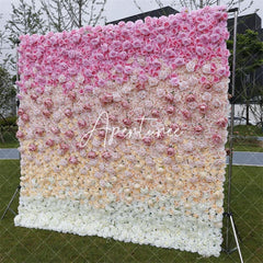 Aperturee - Aperturee Faux Pink Gradient Flower Wall Decor For Wedding Party