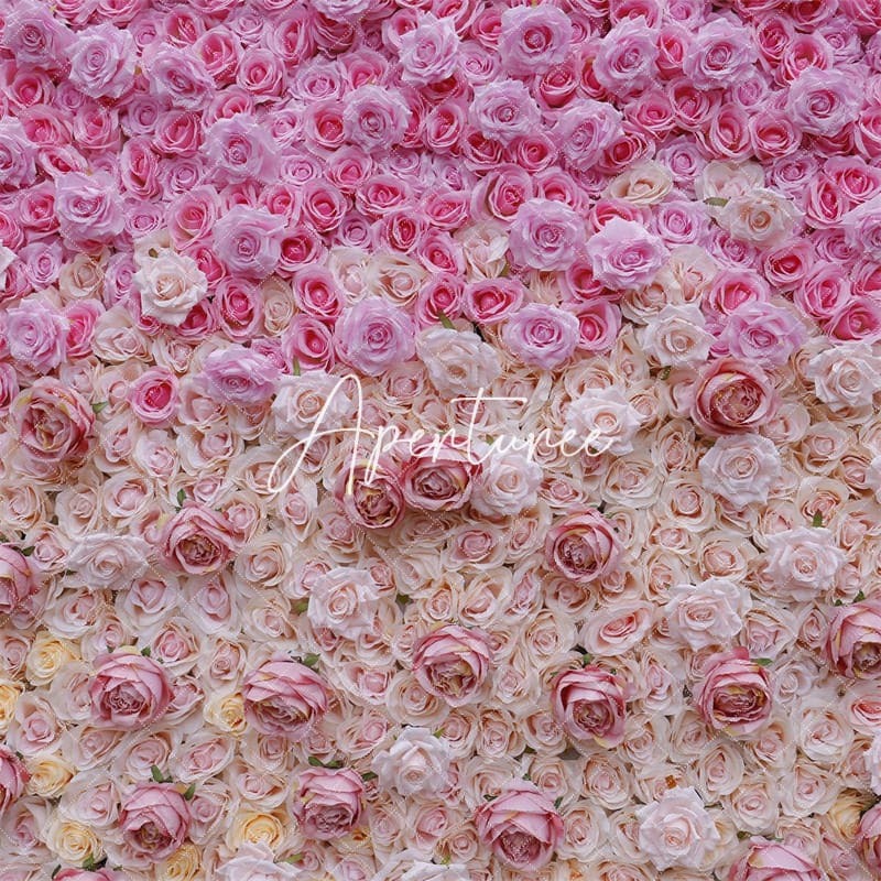 Aperturee - Aperturee Faux Pink Gradient Flower Wall Decor For Wedding Party