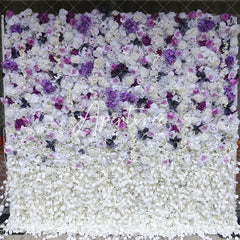 Aperturee - Aperturee Faux Purple And White Flower Wall Wedding Party Decor