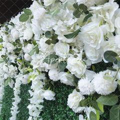 Aperturee - Aperturee Faux White Flower Wall Greenery Panels Wedding Decor