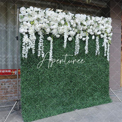 Aperturee - Aperturee Faux White Flower Wall Greenery Panels Wedding Decor