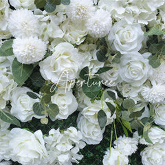 Aperturee - Aperturee Faux White Flower Wall Greenery Panels Wedding Decor