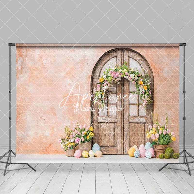 Aperturee - Aperturee Festival Arch Door Flower And Eggs Easter Backdrop