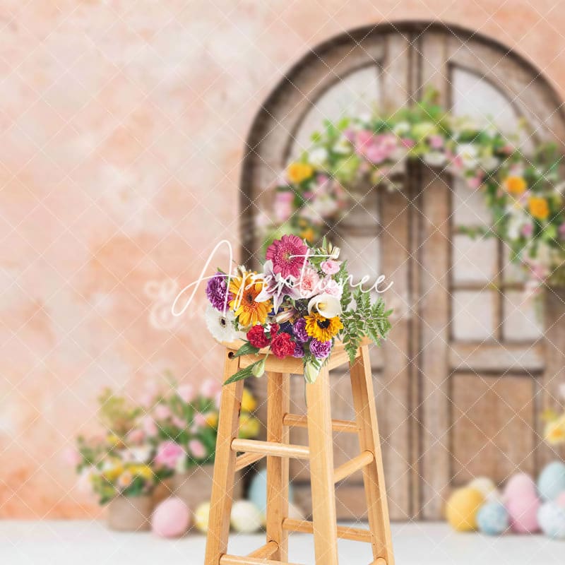 Aperturee - Aperturee Festival Arch Door Flower And Eggs Easter Backdrop