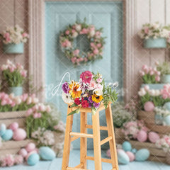 Aperturee - Aperturee Festival Entryway Pink Tulips Easter Egg Backdrop