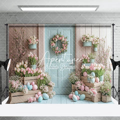 Aperturee - Aperturee Festival Entryway Pink Tulips Easter Egg Backdrop