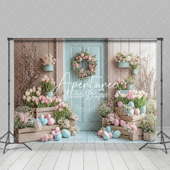 Aperturee - Aperturee Festival Entryway Pink Tulips Easter Egg Backdrop