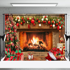 Aperturee - Aperturee Festive Bells Gifts Fireplace Christmas Backdrop