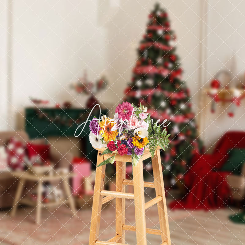 Aperturee - Aperturee Festive Christmas Log Style Dining Room Backdrop