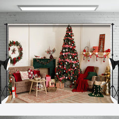 Aperturee - Aperturee Festive Christmas Log Style Dining Room Backdrop