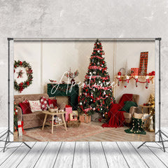 Aperturee - Aperturee Festive Christmas Log Style Dining Room Backdrop