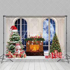 Aperturee - Aperturee Festive Christmas Moon Night Window Scene Backdrop