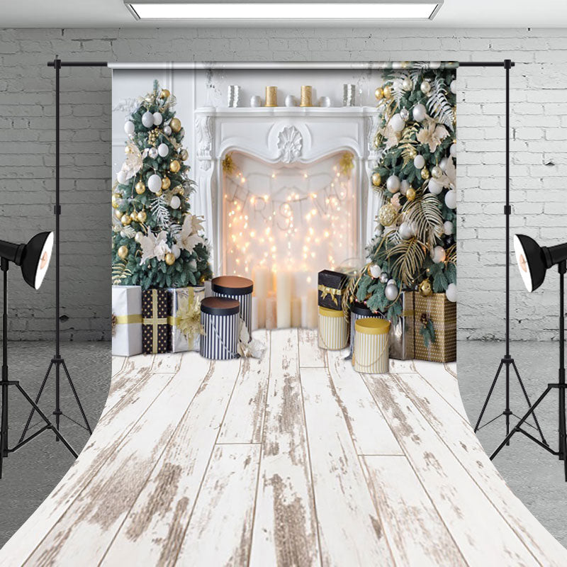 Aperturee - Aperturee Festive Christmas Scenery Decorated Fireplace Backdrop