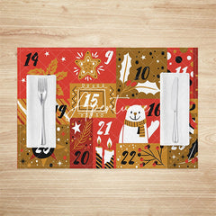 Aperturee - Aperturee Festive Christmas Vibe Calendar Set Of 4 Placemats