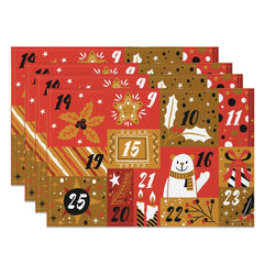 Aperturee - Aperturee Festive Christmas Vibe Calendar Set Of 4 Placemats