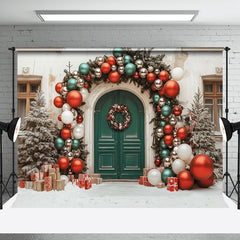 Aperturee - Aperturee Festive Christmas Vibe House Green Door Backdrop