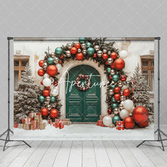 Aperturee - Aperturee Festive Christmas Vibe House Green Door Backdrop