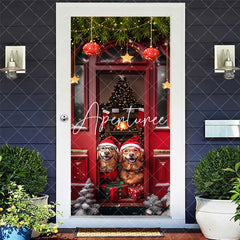 Aperturee - Aperturee Festive Christmas Vibe Red Door Pet Dog Door Cover