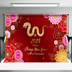 Aperturee - Aperturee Festive Red Gold Snake 2025 Happy New Year Backdrop