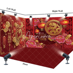 Aperturee - Aperturee Festive Red Gold Snake Year Vibe Room Set Backdrop