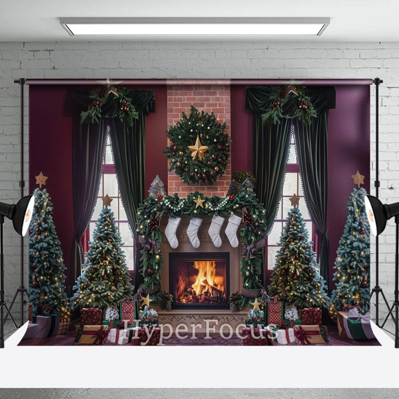 Aperturee - Aperturee Festive Retro Room Xmas Tree Christmas Vibe Backdrop